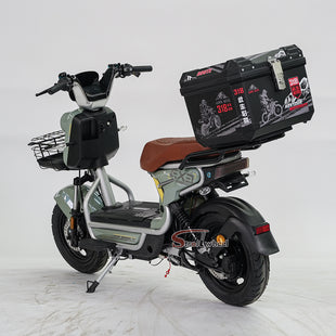 BABI Electric Motorcycle 1000W 72V 23AH Pedal Assist Moped with Tailbox for Food Delivery