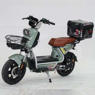 BABI Electric Motorcycle 1000W 72V 23AH Pedal Assist Moped with Tailbox for Food Delivery
