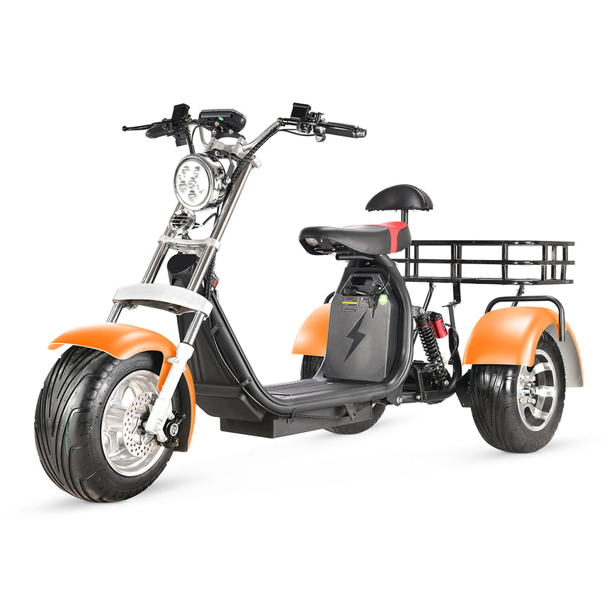 ES1003 1000W 60V 2*12AH Battery Tricycle Citycoco Motorcycle With Rear Basket