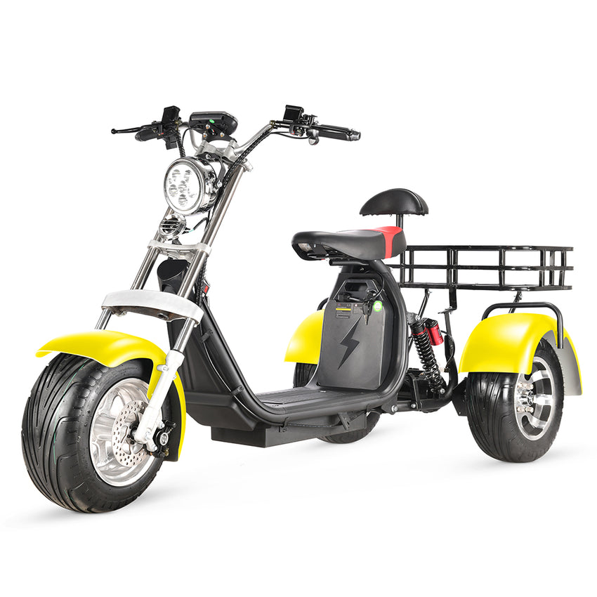 ES1003 1000W 60V 2*12AH Battery Tricycle Citycoco Motorcycle With Rear Basket