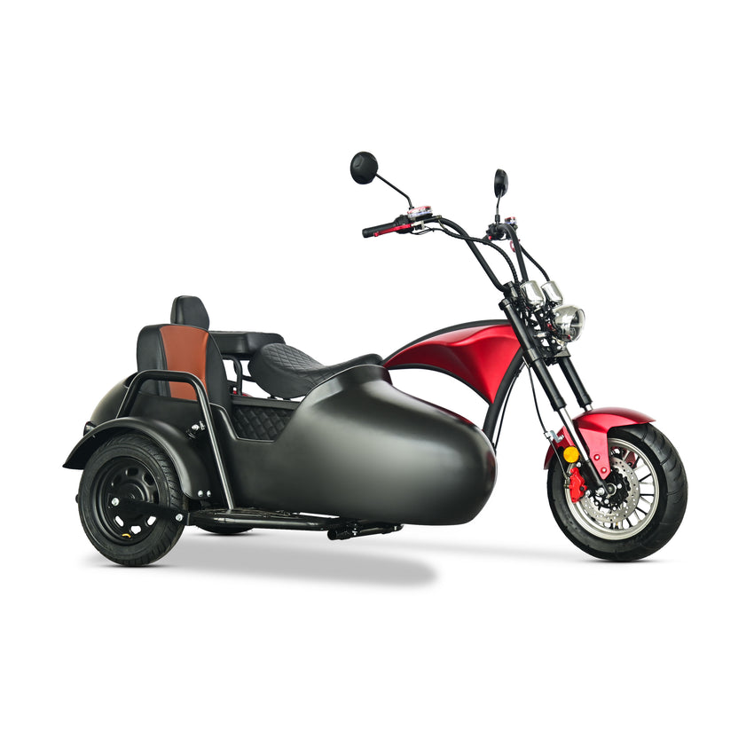 CP-4PS Max Citycoco 3000W 60V 30Ah Battery 3 Wheel Electric Tricycle Chopper Motorcycle With Sider Car