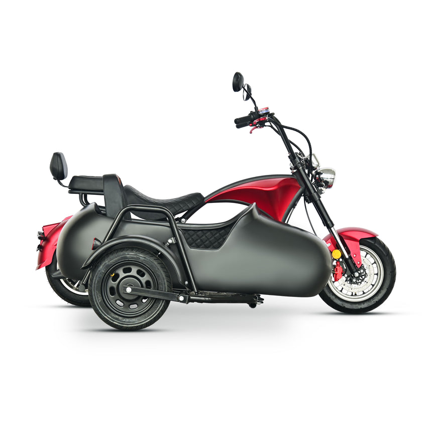 CP-4PS Max Citycoco 3000W 60V 30Ah Battery 3 Wheel Electric Tricycle Chopper Motorcycle With Sider Car