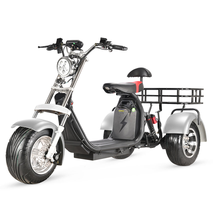ES1003 1000W 60V 2*12AH Battery Tricycle Citycoco Motorcycle With Rear Basket
