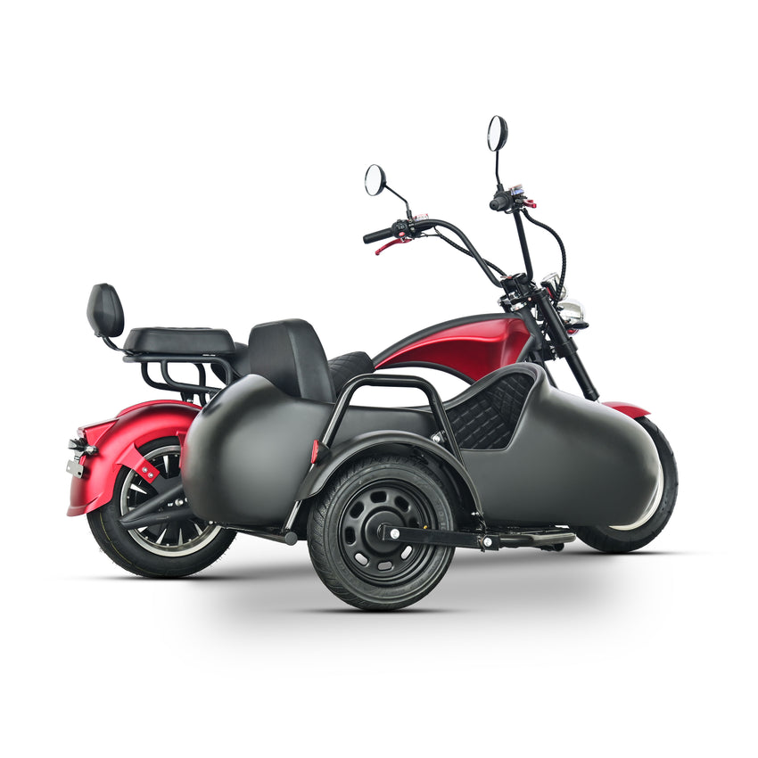 CP-4PS Max Citycoco 3000W 60V 30Ah Battery 3 Wheel Electric Tricycle Chopper Motorcycle With Sider Car