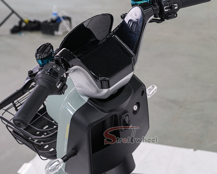 BABI Electric Motorcycle 1000W 72V 23AH Pedal Assist Moped with Tailbox for Food Delivery