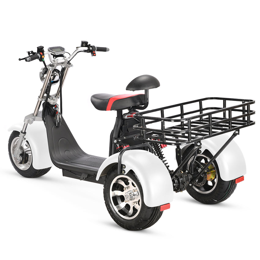 ES1003 1000W 60V 2*12AH Battery Tricycle Citycoco Motorcycle With Rear Basket