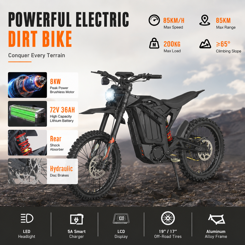 SS-6.0 High Speed Chopper Dirt Bike Mountain Riding Electric Motorcycle