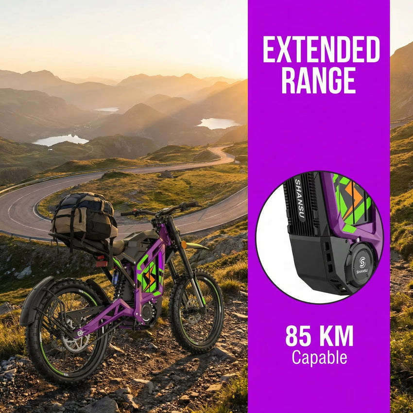 4000W Lithium Off-Road Motorcycles SHANSU SS-6.0PRO Electric Dirt Bike 40AH 72V with 90km/h Max Speed for Adults