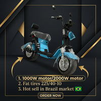M8(X21) Second Generation Electric Citycoco Scooter 2000W 60V 25Ah Battery for Brazil Market