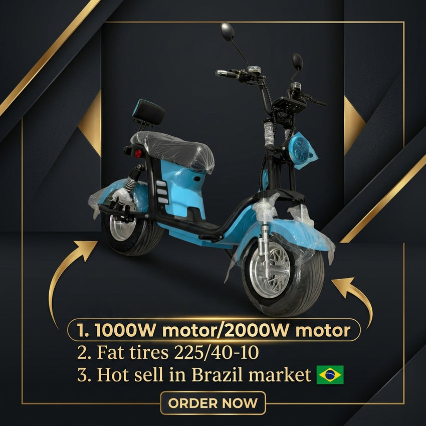 M8(X21) Second Generation Electric Citycoco Scooter 2000W 60V 25Ah Battery for Brazil Market